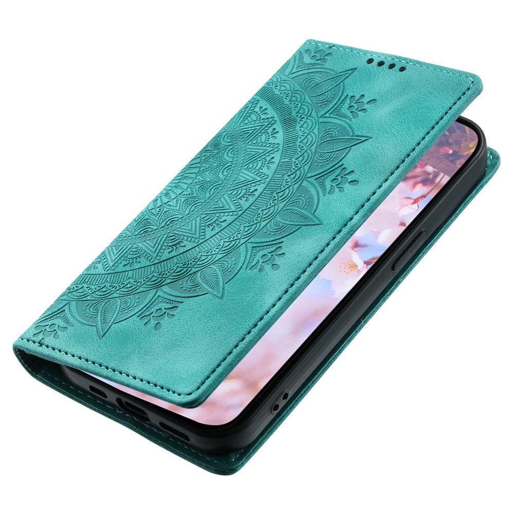 For Samsung Galaxy A15 4G Case Imprinted Mandala Flower Magnetic Phone Leather Cover
