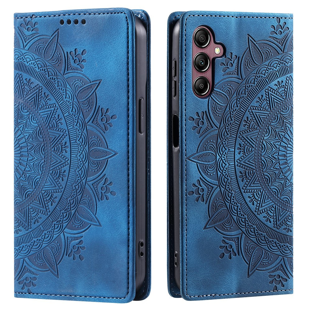 For Samsung Galaxy A15 4G Case Imprinted Mandala Flower Magnetic Phone Leather Cover