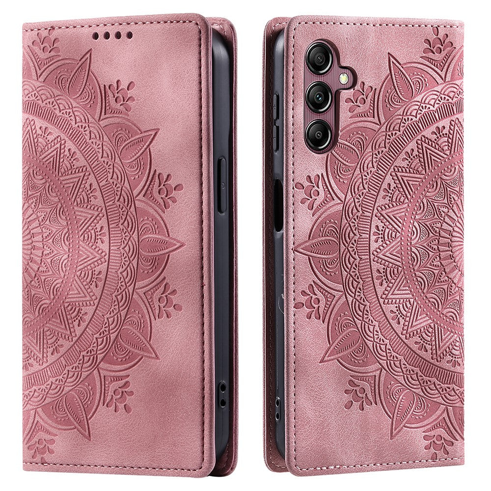 For Samsung Galaxy A15 4G Case Imprinted Mandala Flower Magnetic Phone Leather Cover