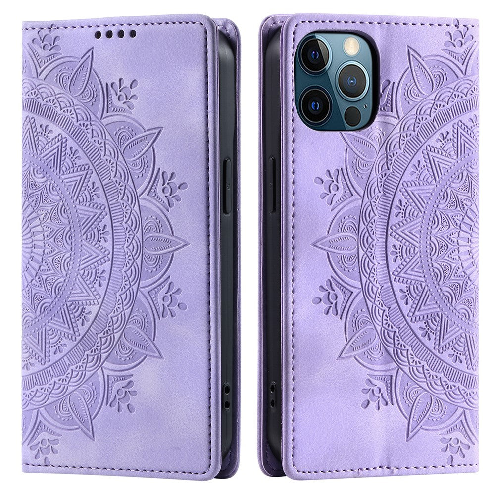 PU Leather Phone Shell for iPhone 12 Pro Case Magnetic Imprinted Stand Phone Cover