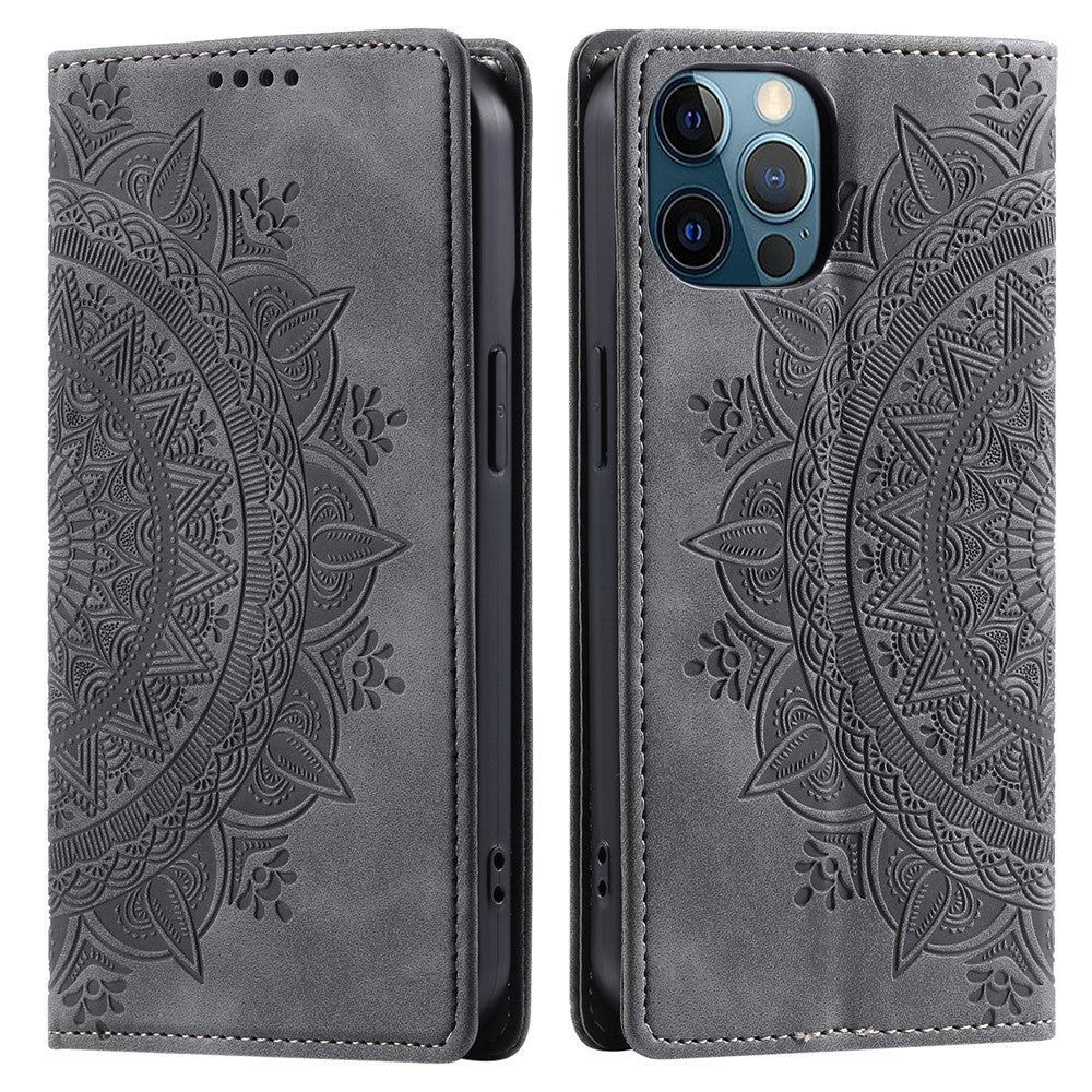 PU Leather Phone Shell for iPhone 12 Pro Case Magnetic Imprinted Stand Phone Cover