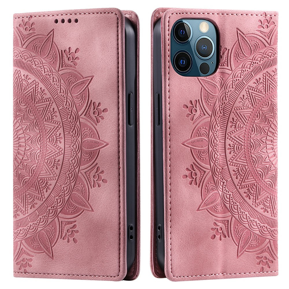 PU Leather Phone Shell for iPhone 12 Pro Case Magnetic Imprinted Stand Phone Cover