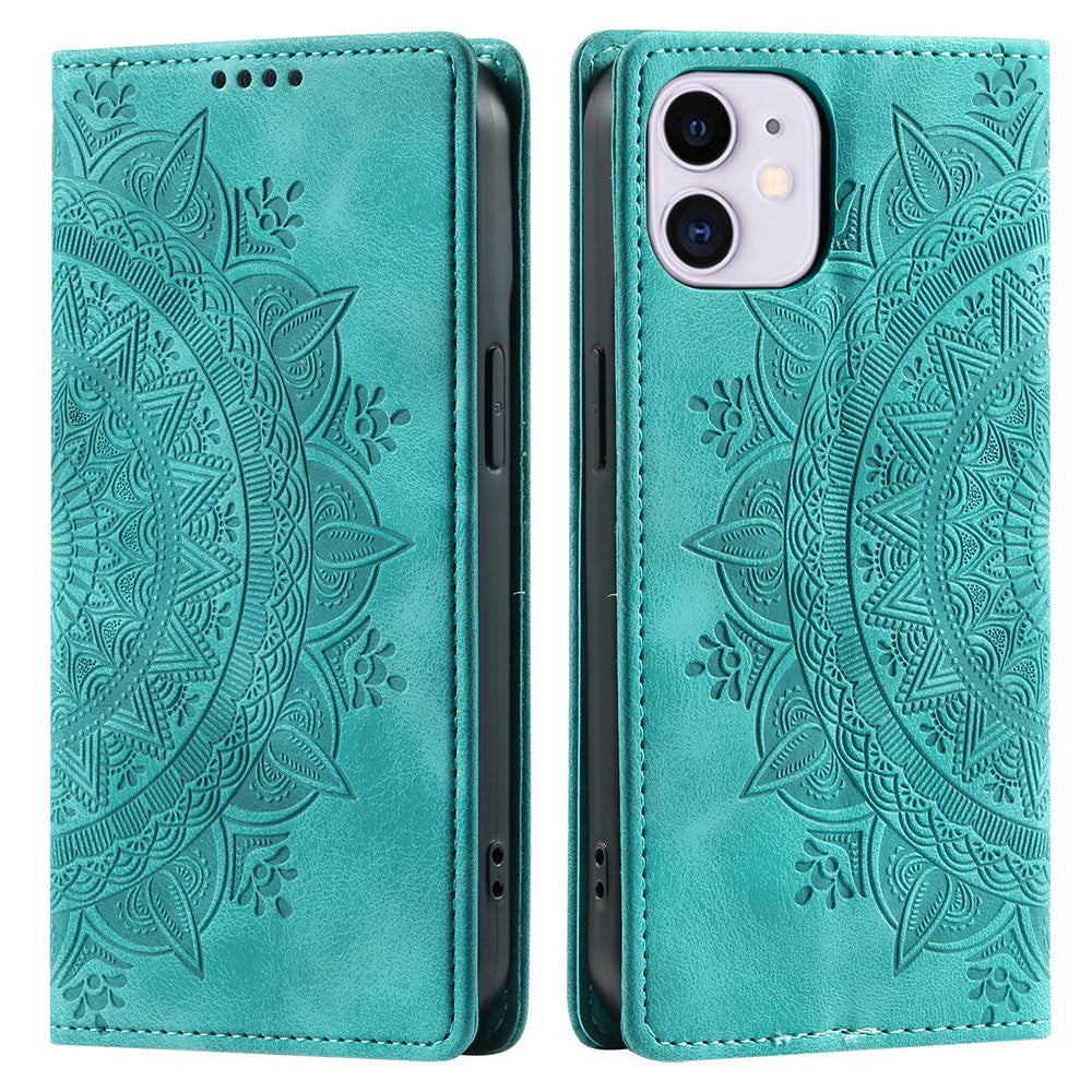 For iPhone 11 Case Anti-Scratch Wallet PU Leather Magnetic Imprinted Stand Phone Cover