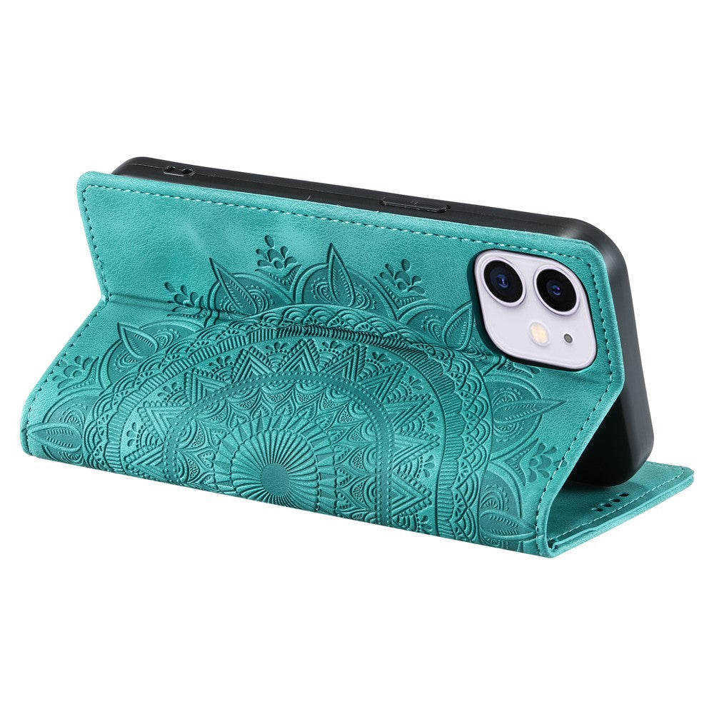 For iPhone 11 Case Anti-Scratch Wallet PU Leather Magnetic Imprinted Stand Phone Cover