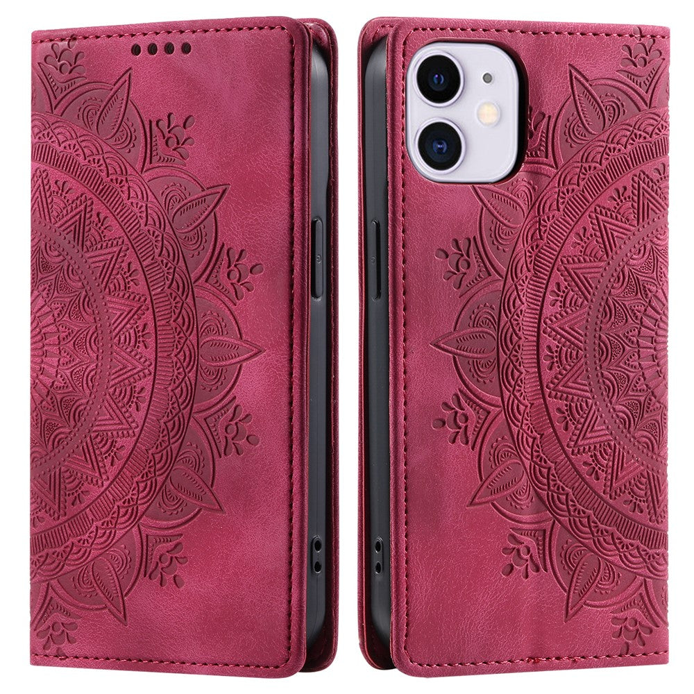For iPhone 11 Case Anti-Scratch Wallet PU Leather Magnetic Imprinted Stand Phone Cover