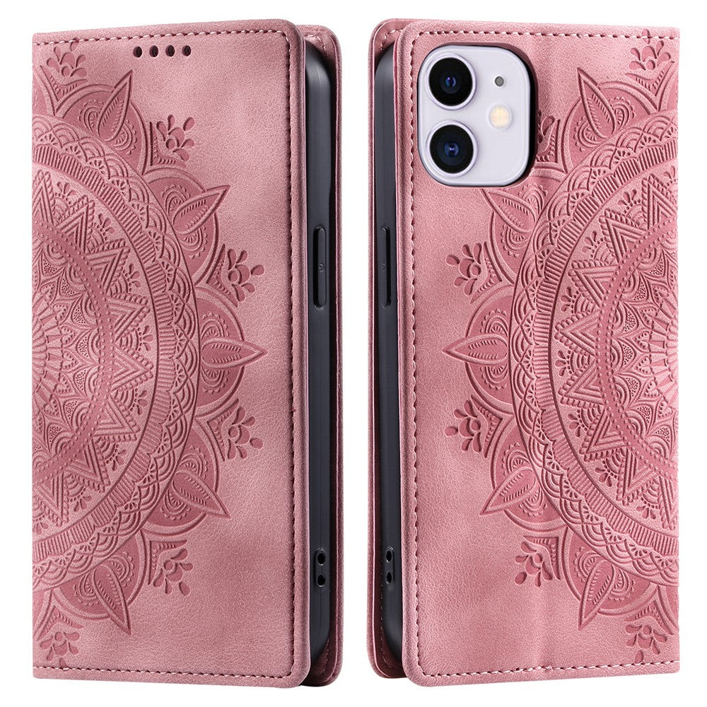 For iPhone 11 Case Anti-Scratch Wallet PU Leather Magnetic Imprinted Stand Phone Cover
