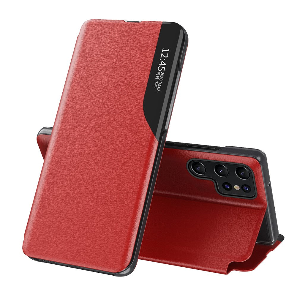 For Samsung Galaxy S24 Ultra Case View Window PU Leather Stand Cover