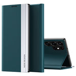 For Samsung Galaxy S24 Ultra Case Anti-scratch Leather Electroplating Stand Phone Cover