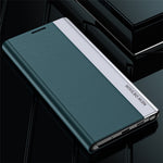 For Samsung Galaxy S24 Ultra Case Anti-scratch Leather Electroplating Stand Phone Cover