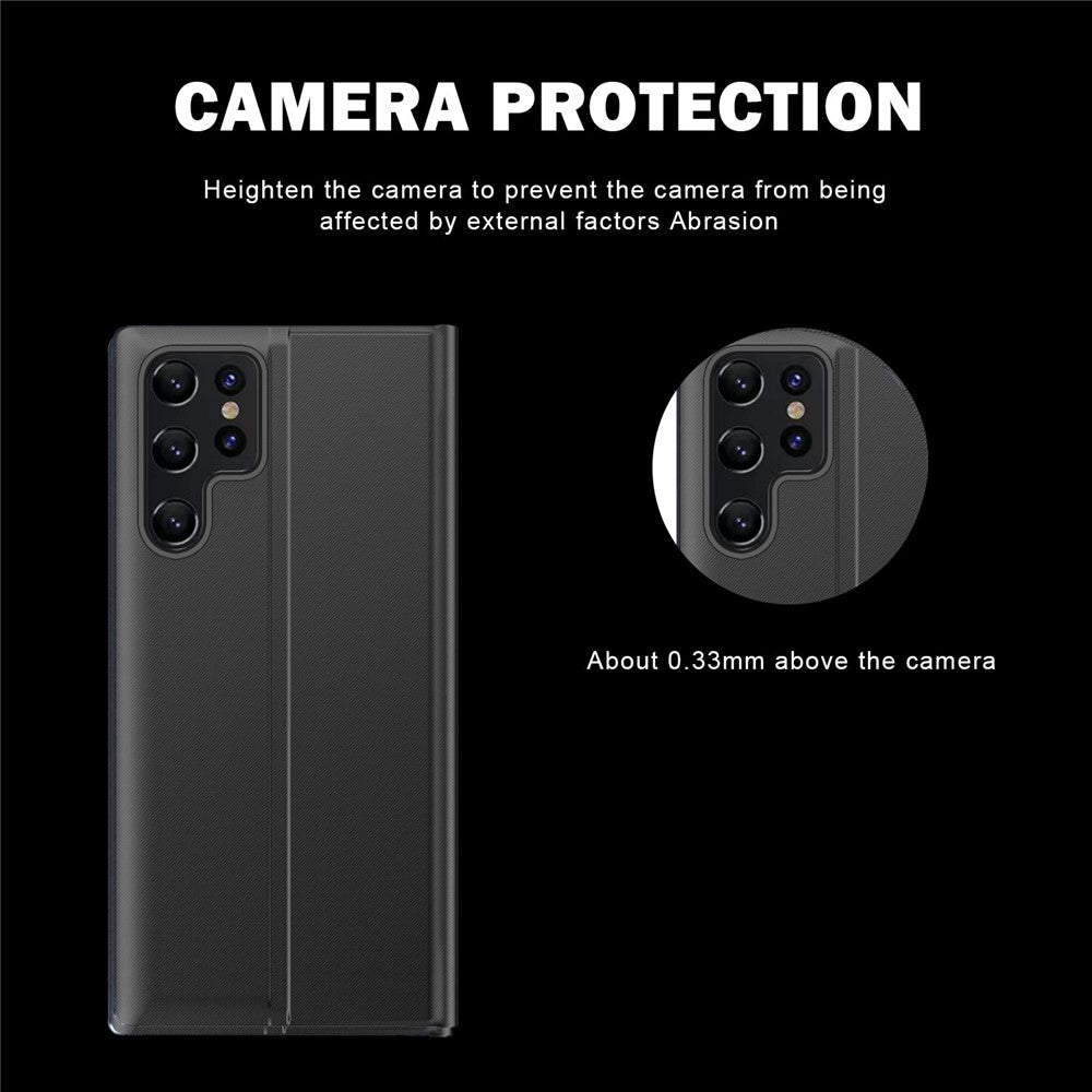 For Samsung Galaxy S24 Ultra Case PC + PU Leather View Window Flip Stand Phone Cover