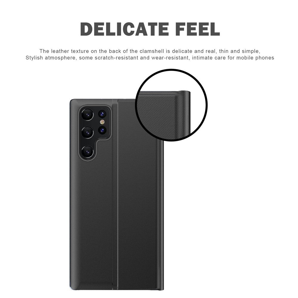 For Samsung Galaxy S24 Ultra Case PC + PU Leather View Window Flip Stand Phone Cover