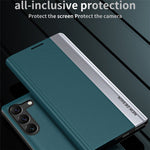 For Samsung Galaxy S24 Case Anti-fall Electroplating Leather Stand Mobile Phone Cover