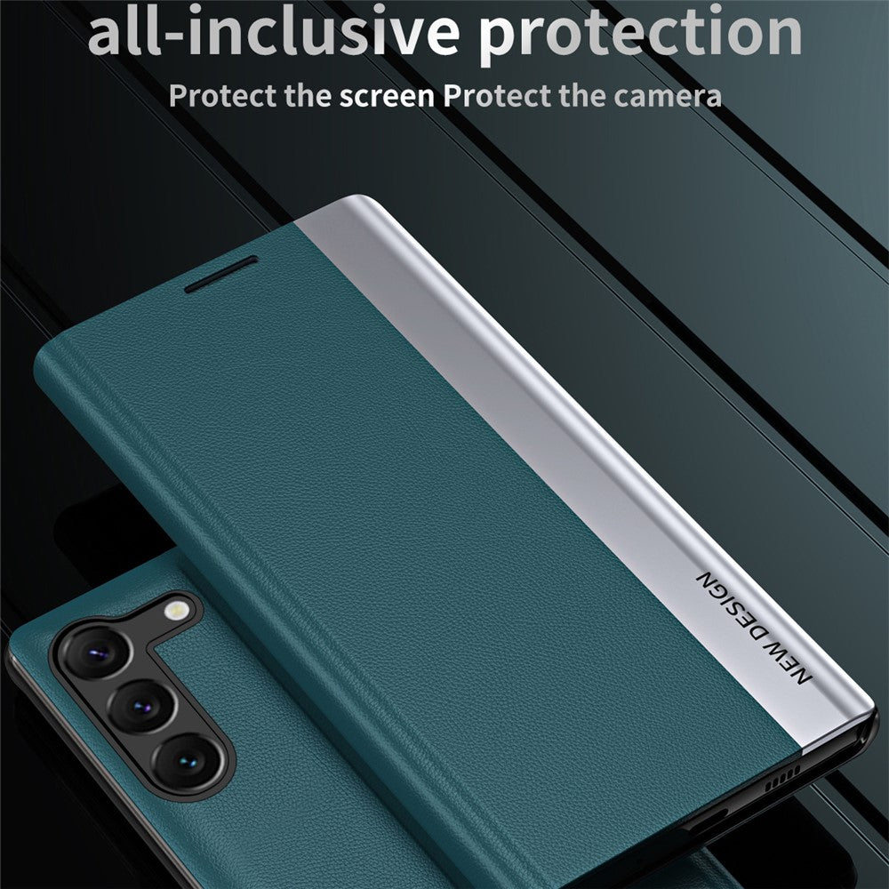 For Samsung Galaxy S24 Case Anti-fall Electroplating Leather Stand Mobile Phone Cover