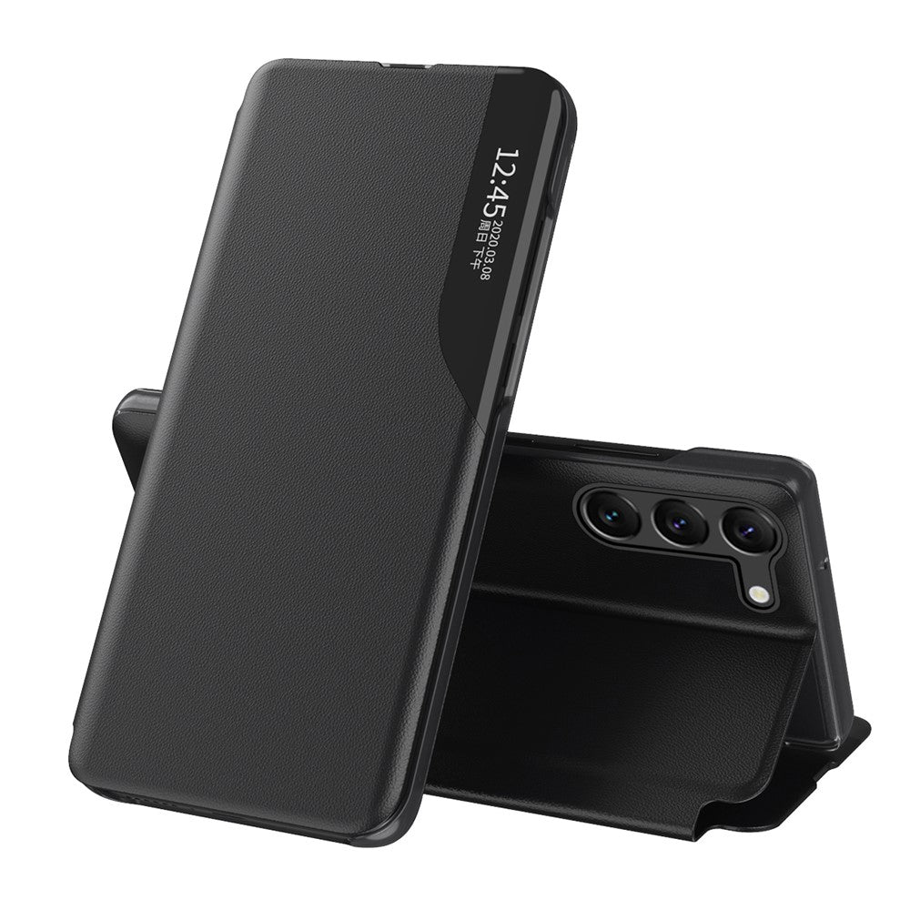 Samsung Galaxy S24-skal med utsiktsfönster i PU-läder