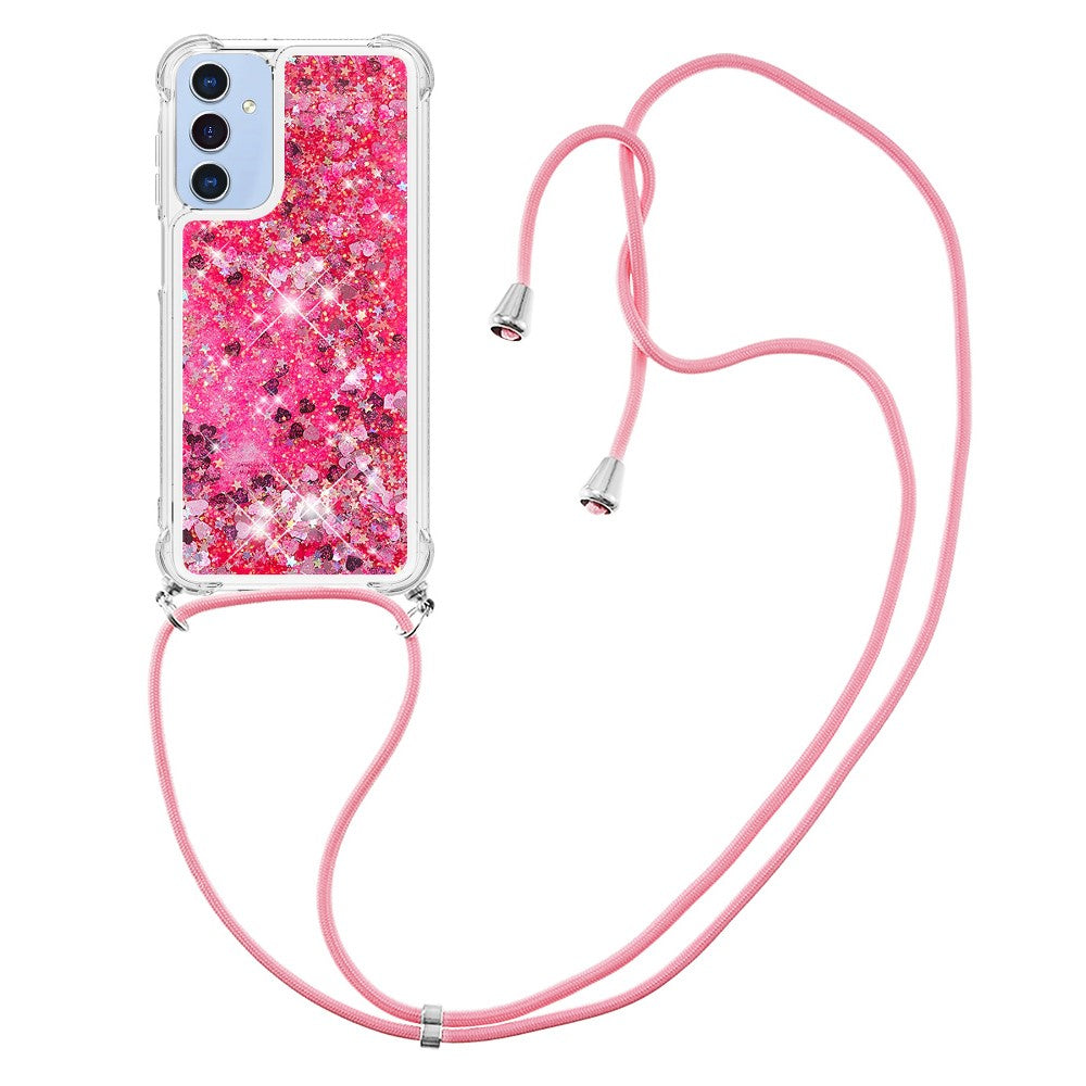 Til Samsung Galaxy A15 5G TPU-cover med kviksanddesign og snor