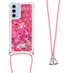 Til Samsung Galaxy A15 5G TPU-cover med kviksanddesign og snor
