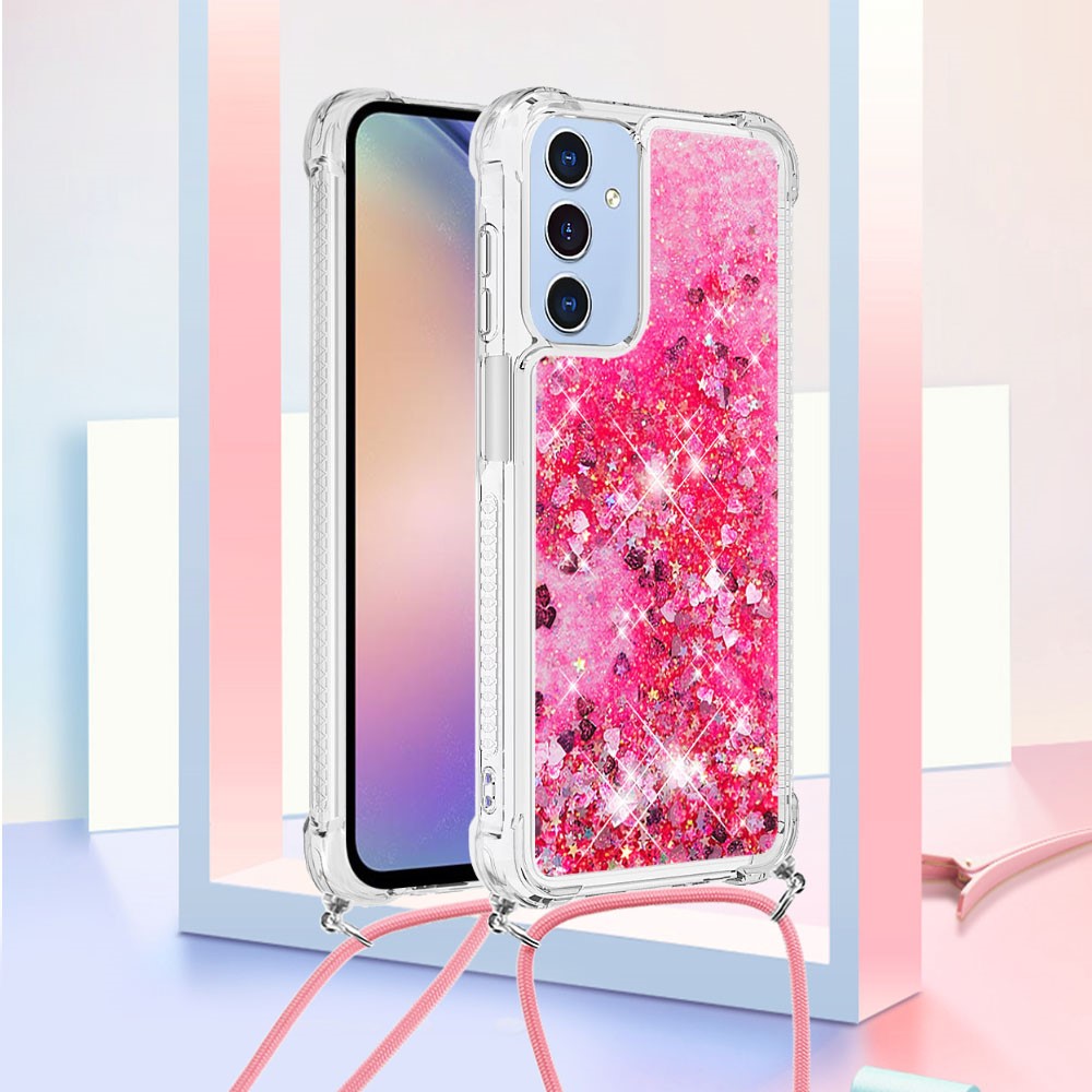 Til Samsung Galaxy A15 5G TPU-cover med kviksanddesign og snor