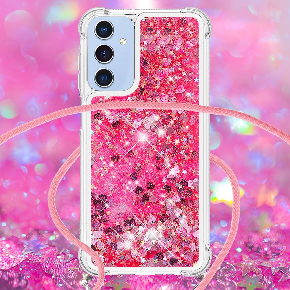 Til Samsung Galaxy A15 5G TPU-cover med kviksanddesign og snor