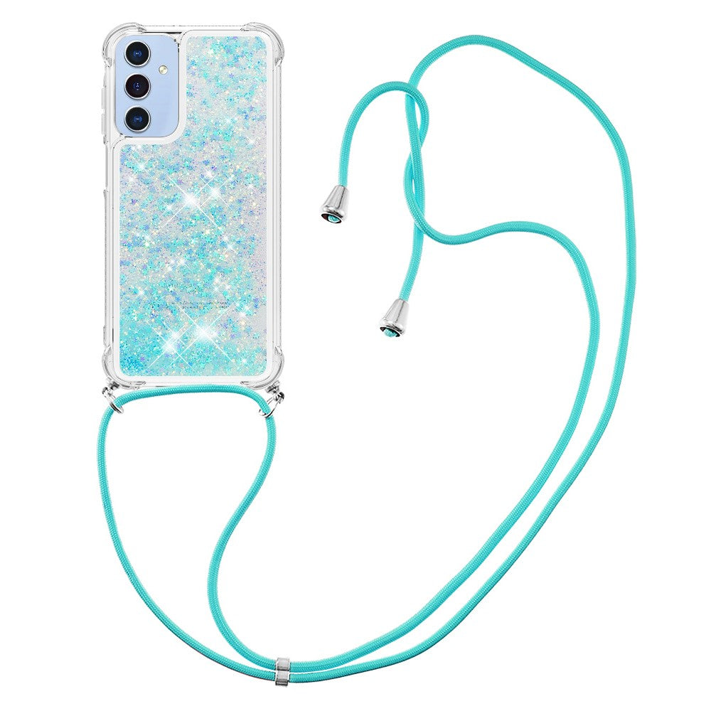 Til Samsung Galaxy A15 5G TPU-cover med kviksanddesign og snor