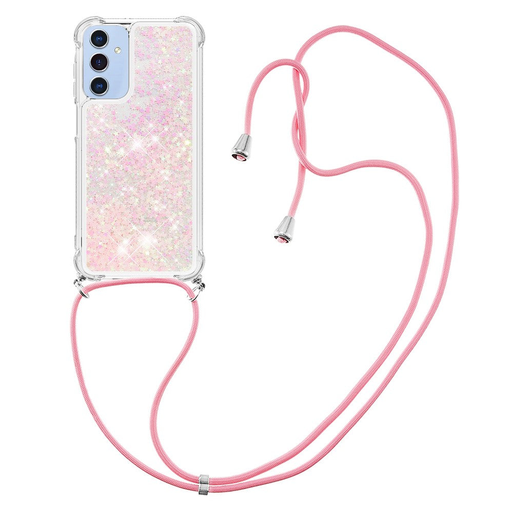 Til Samsung Galaxy A15 5G TPU-cover med kviksanddesign og snor