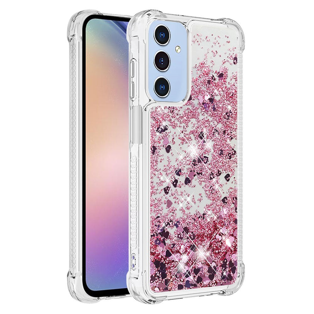 Til Samsung Galaxy A15 5G TPU-etui med glitter og flydende sand, stødsikkert telefonbagcover