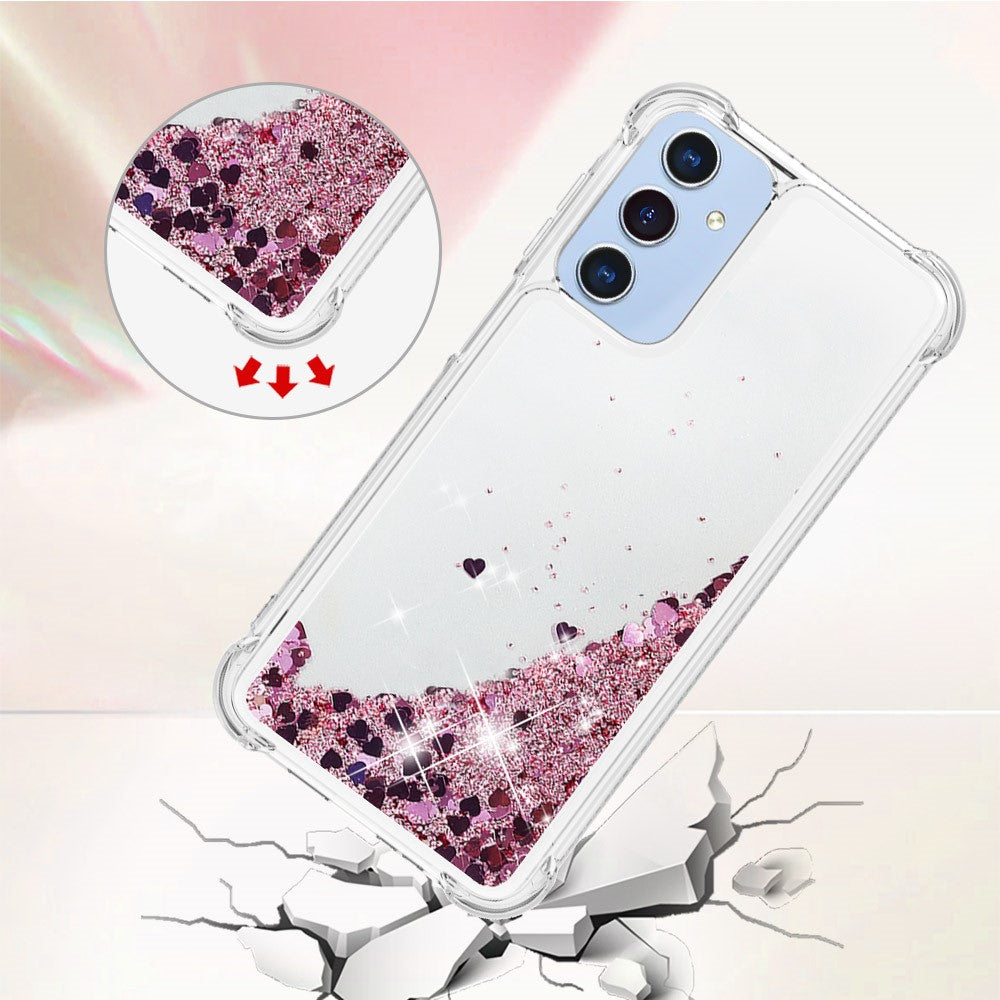 Til Samsung Galaxy A15 5G TPU-etui med glitter og flydende sand, stødsikkert telefonbagcover