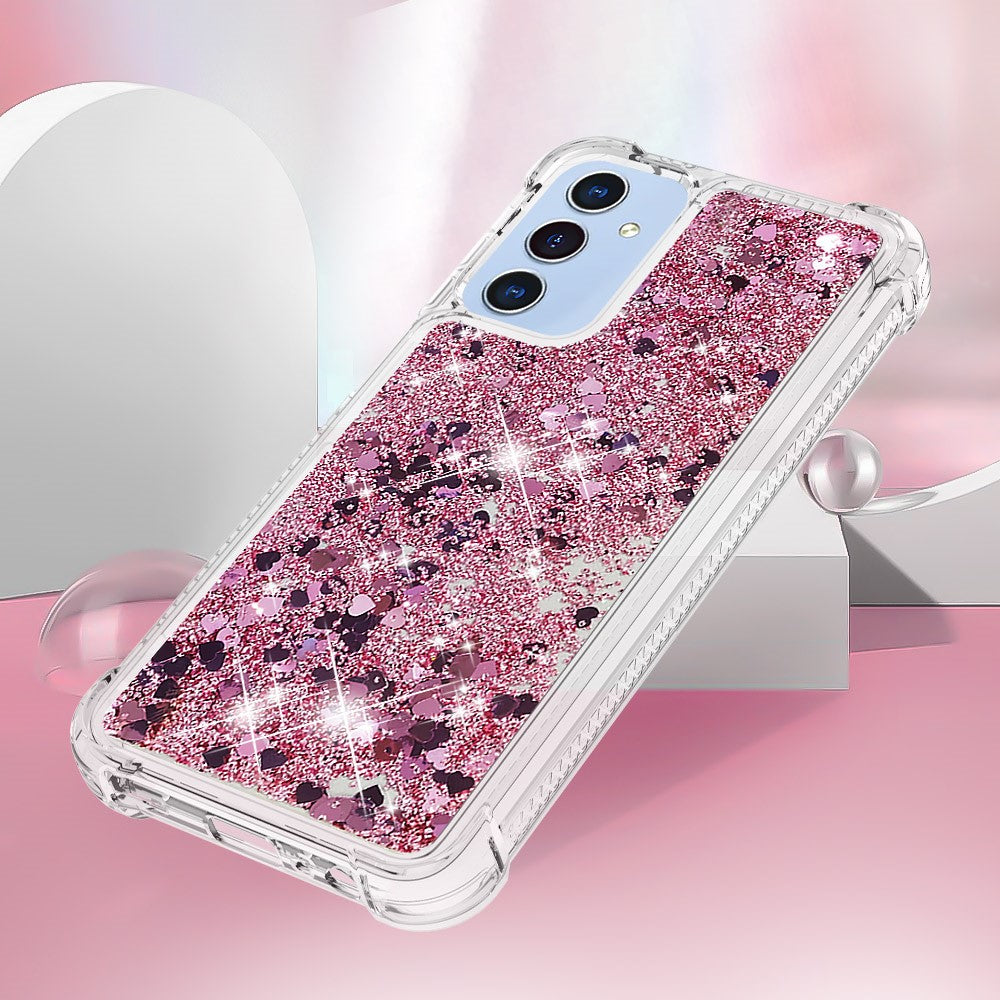 Til Samsung Galaxy A15 5G TPU-etui med glitter og flydende sand, stødsikkert telefonbagcover