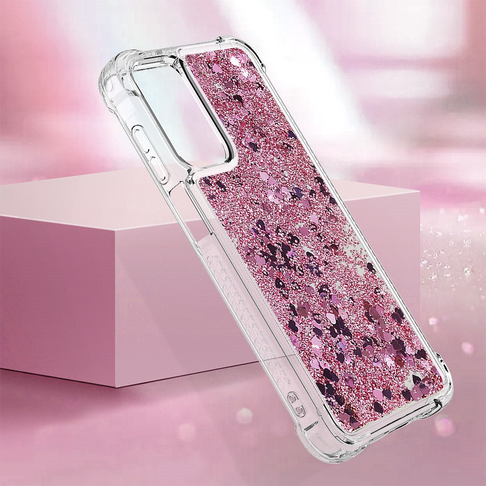 Til Samsung Galaxy A15 5G TPU-etui med glitter og flydende sand, stødsikkert telefonbagcover