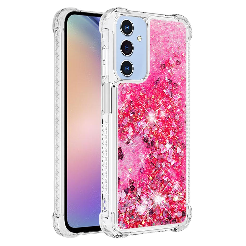Til Samsung Galaxy A15 5G TPU-etui med glitter og flydende sand, stødsikkert telefonbagcover
