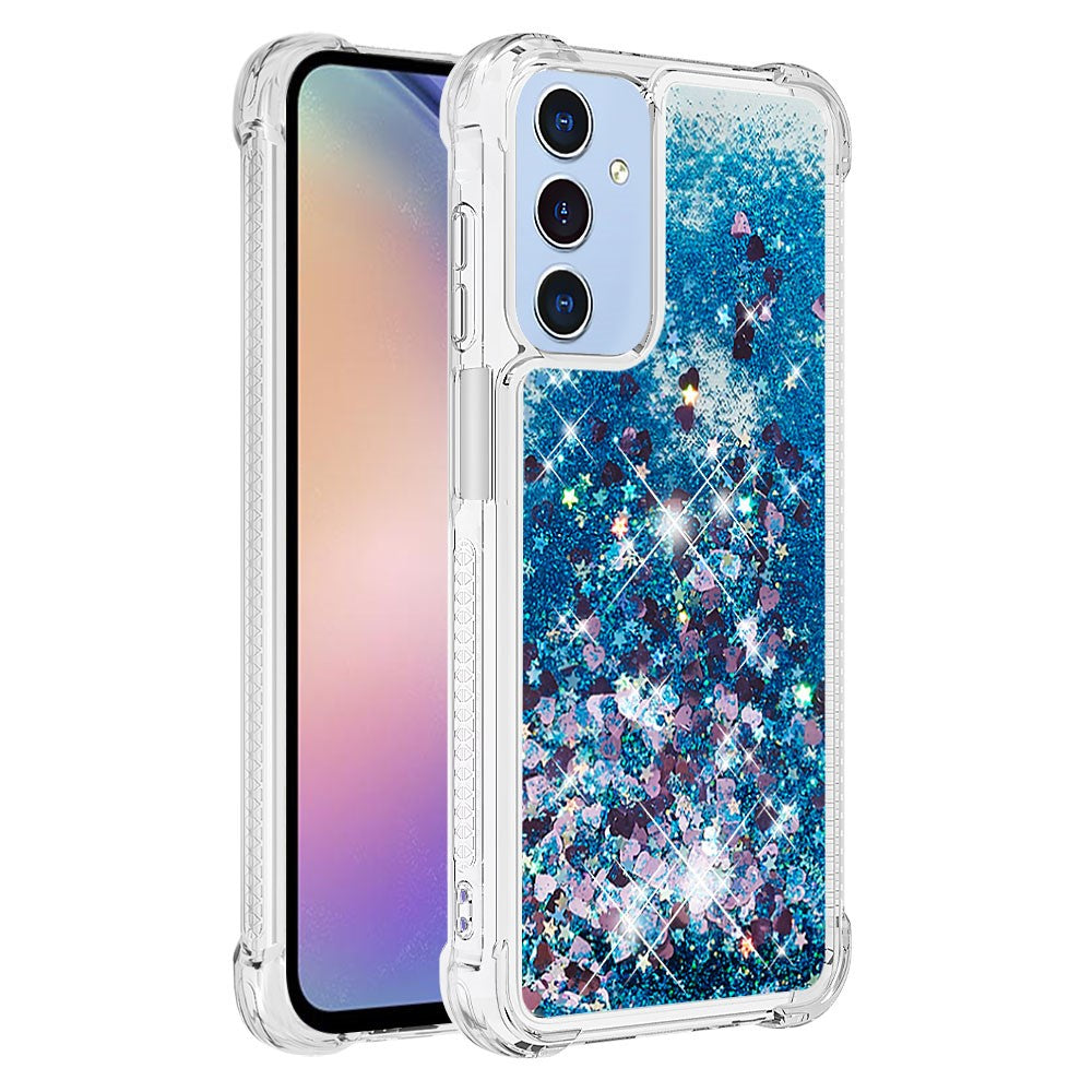 Til Samsung Galaxy A15 5G TPU-etui med glitter og flydende sand, stødsikkert telefonbagcover