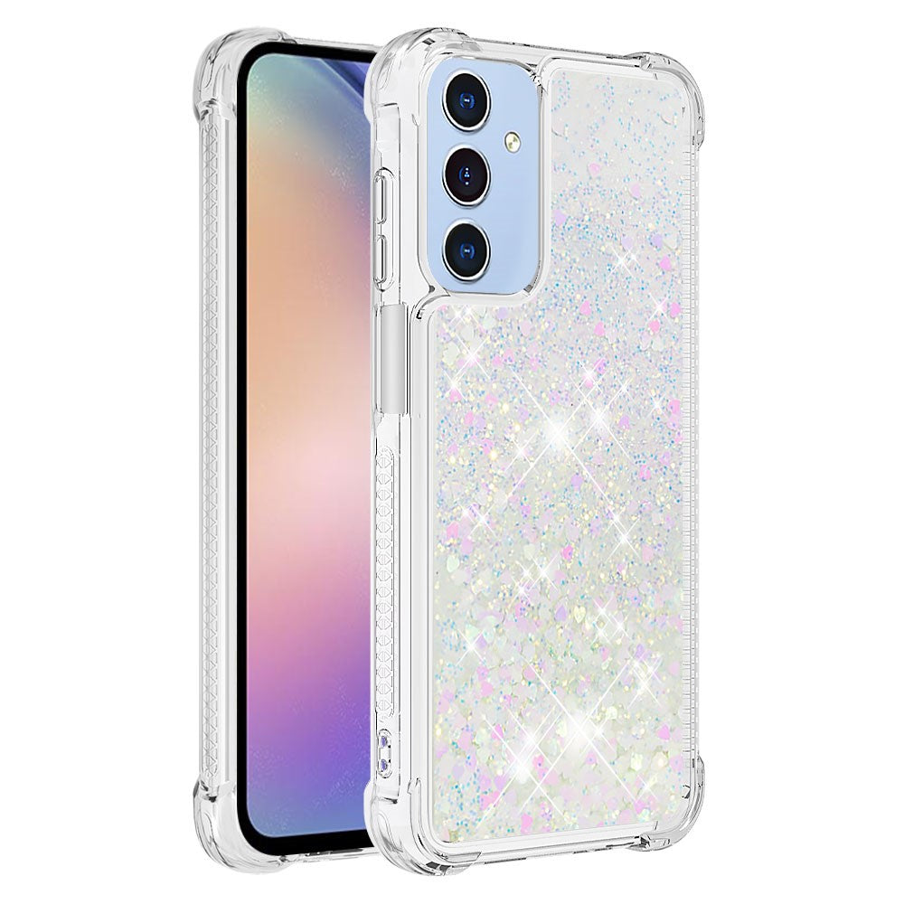 Til Samsung Galaxy A15 5G TPU-etui med glitter og flydende sand, stødsikkert telefonbagcover