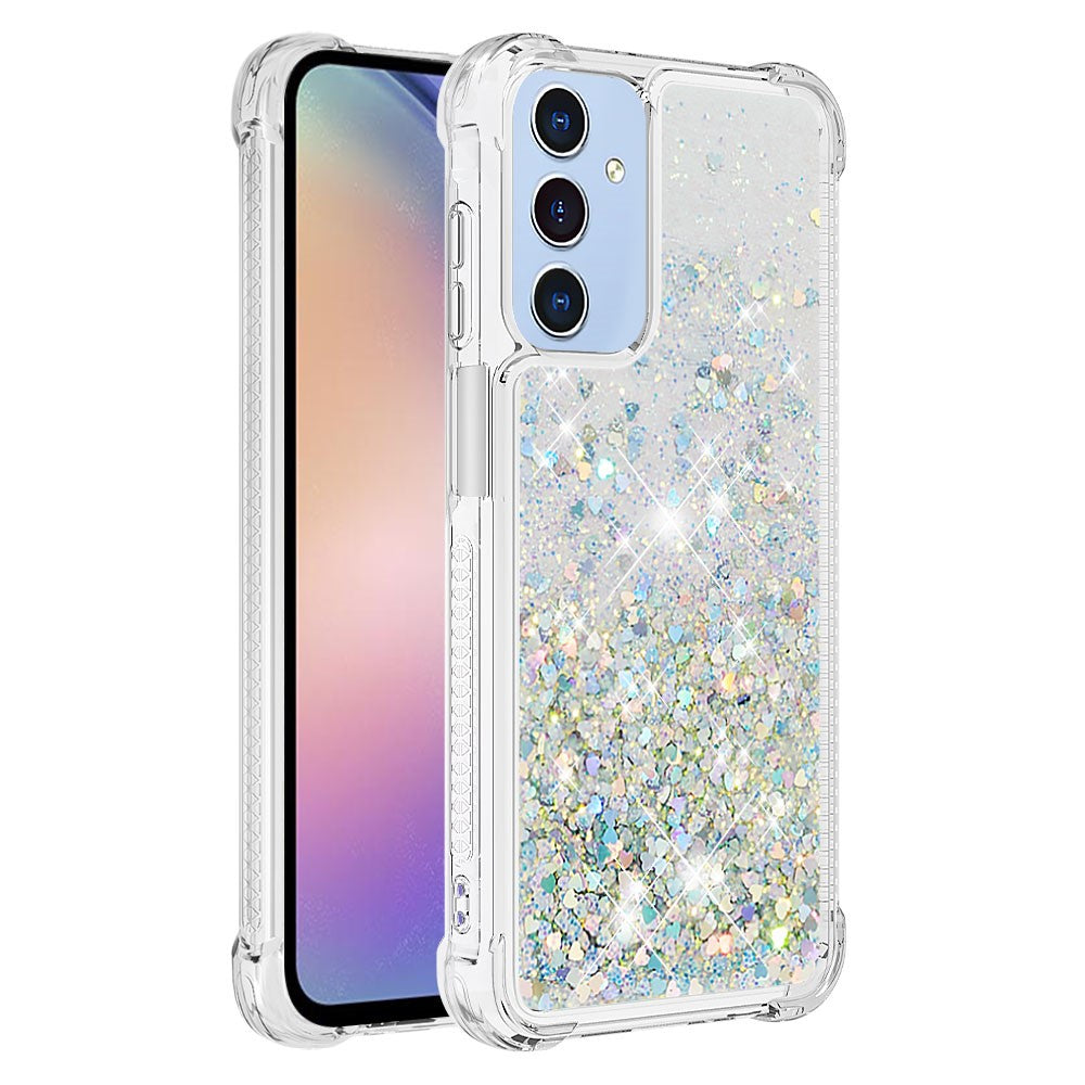 Til Samsung Galaxy A15 5G TPU-etui med glitter og flydende sand, stødsikkert telefonbagcover