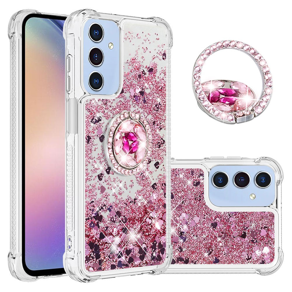 For Samsung Galaxy A15 5G TPU Case with Kickstand Quicksand Shockproof Cover