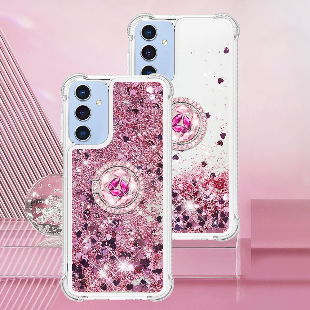 For Samsung Galaxy A15 5G TPU Case with Kickstand Quicksand Shockproof Cover
