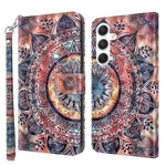 For Samsung Galaxy S24 Leather Case 3D Pattern Printing Phone Stand Cover