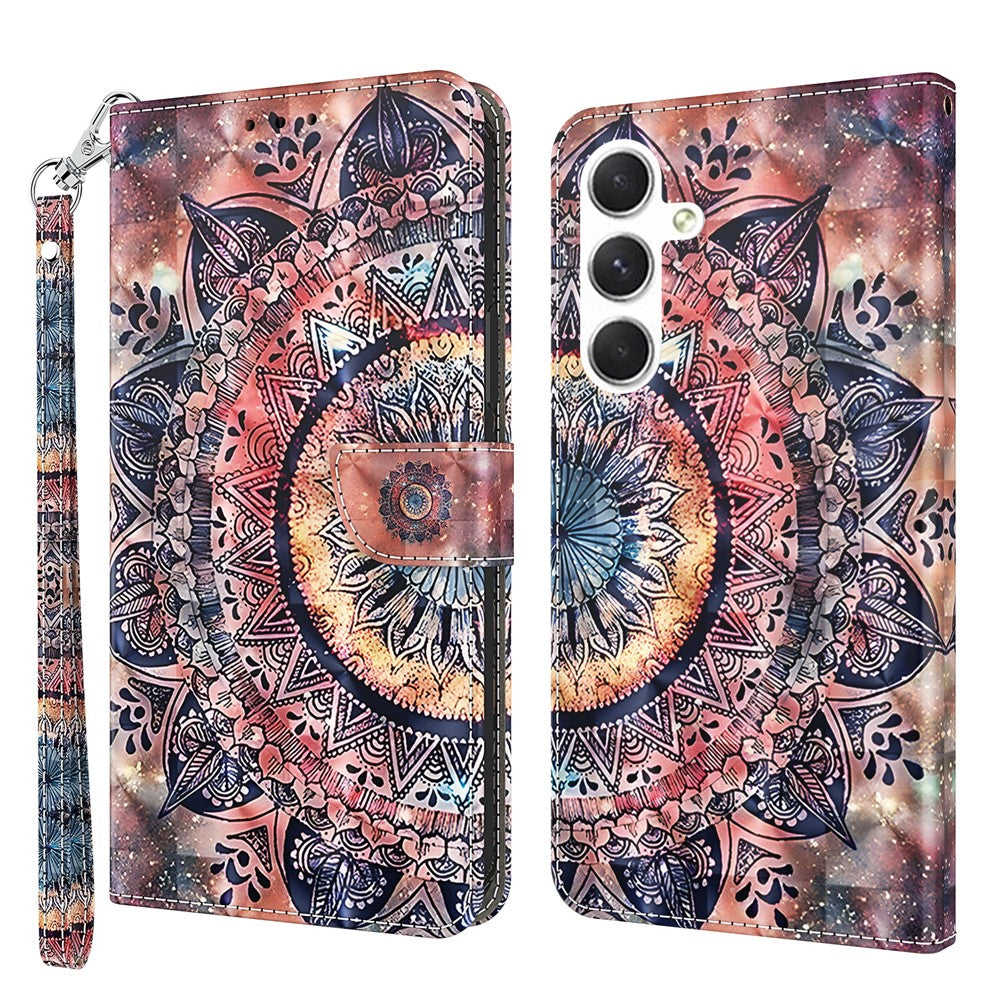For Samsung Galaxy S24 Leather Case 3D Pattern Printing Phone Stand Cover