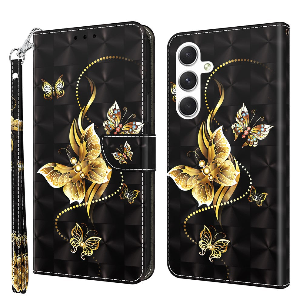 For Samsung Galaxy S24 Leather Case 3D Pattern Printing Phone Stand Cover