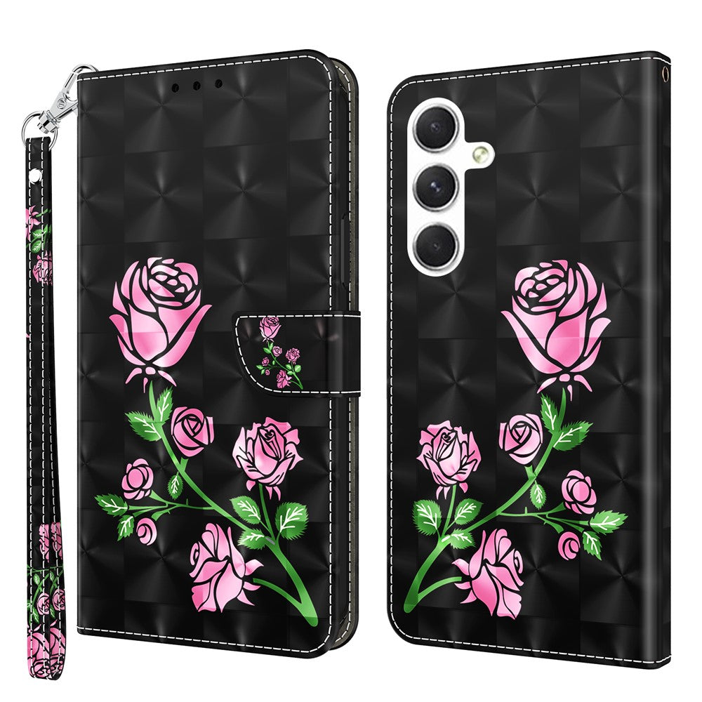 For Samsung Galaxy S24 Leather Case 3D Pattern Printing Phone Stand Cover