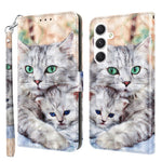 For Samsung Galaxy S24 Leather Case 3D Pattern Printing Phone Stand Cover