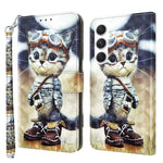 For Samsung Galaxy S24 Leather Case 3D Pattern Printing Phone Stand Cover