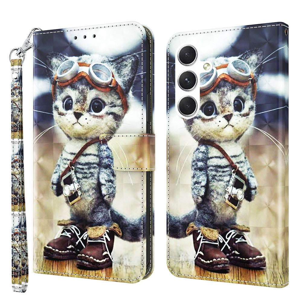 For Samsung Galaxy S24 Leather Case 3D Pattern Printing Phone Stand Cover