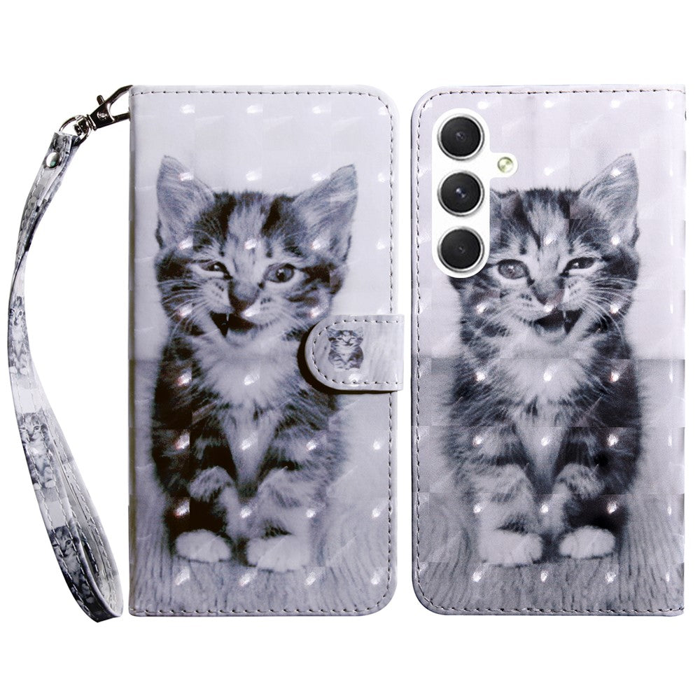 For Samsung Galaxy S24 Leather Case 3D Pattern Printing Phone Stand Cover