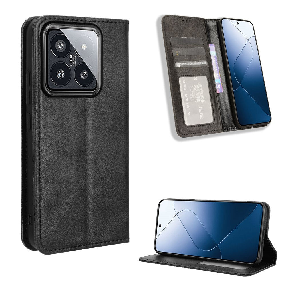 For Xiaomi 14 Case Magnetic Auto Closing Retro Leather Phone Cover