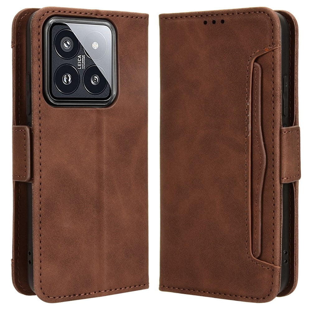For Xiaomi 14 Leather Case Multiple Card Slots Phone Stand Cover