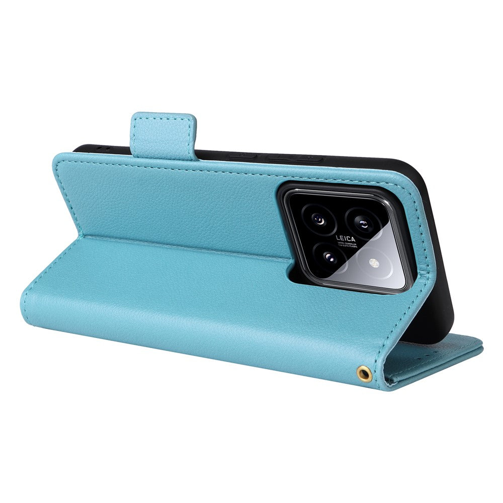 For Xiaomi 14 Case Litchi Texture Anti-Collision PU Leather Smartphone Cover with Strap