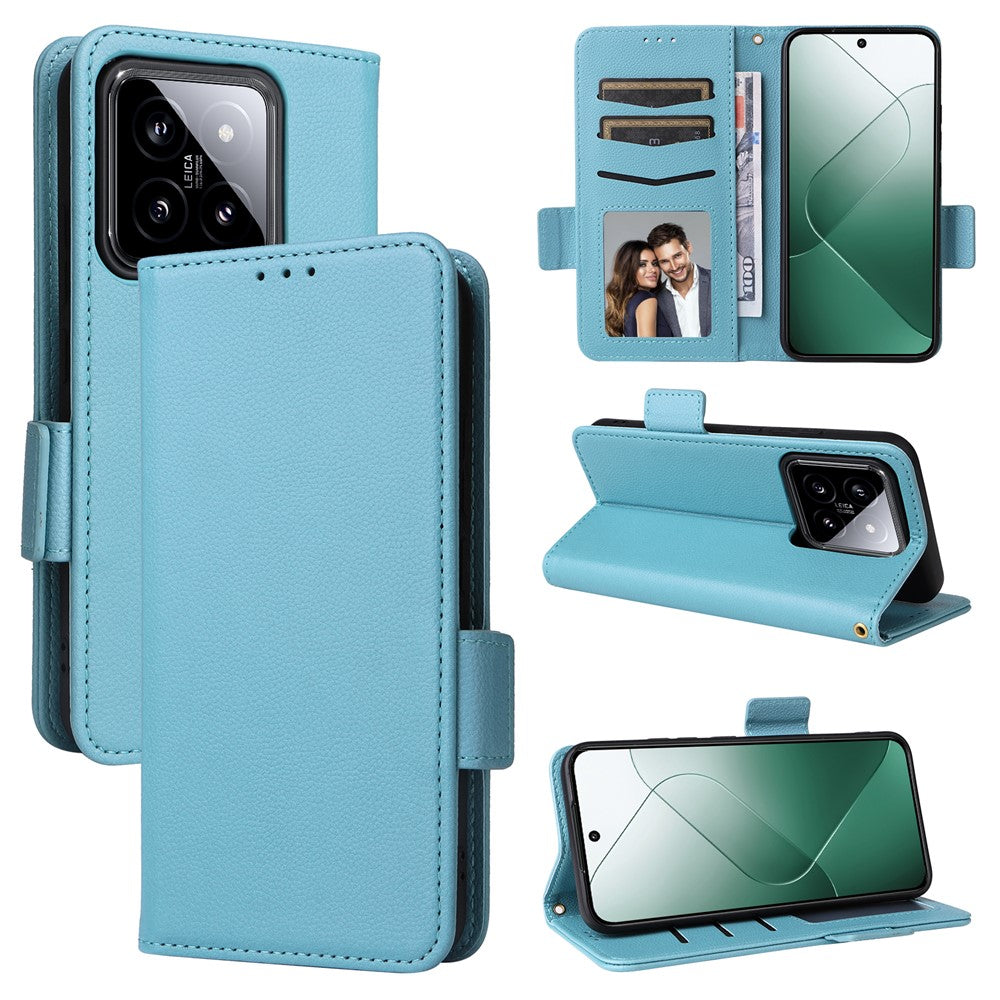 For Xiaomi 14 Case Litchi Texture Anti-Collision PU Leather Smartphone Cover with Strap