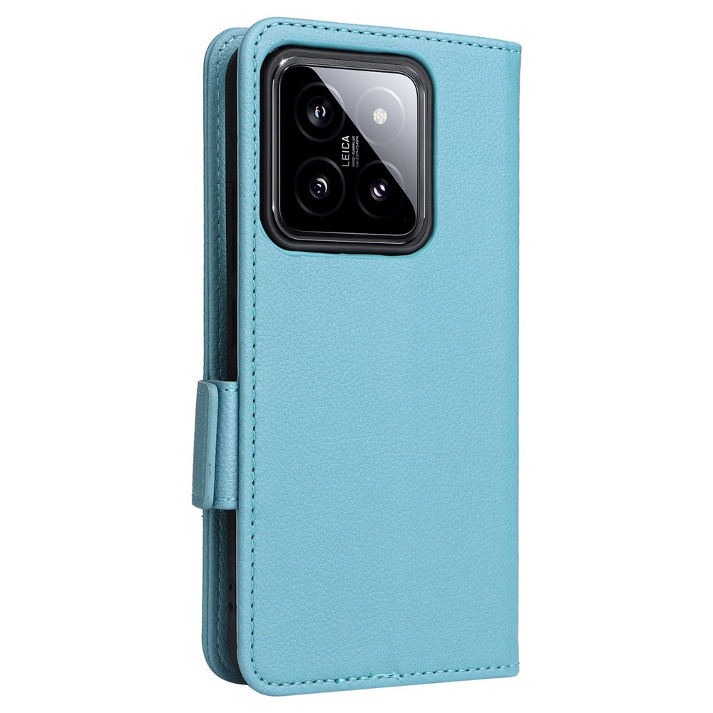 For Xiaomi 14 Case Litchi Texture Anti-Collision PU Leather Smartphone Cover with Strap