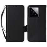 For Xiaomi 14 Case Litchi Texture Anti-Collision PU Leather Smartphone Cover with Strap
