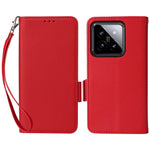 For Xiaomi 14 Case Litchi Texture Anti-Collision PU Leather Smartphone Cover with Strap