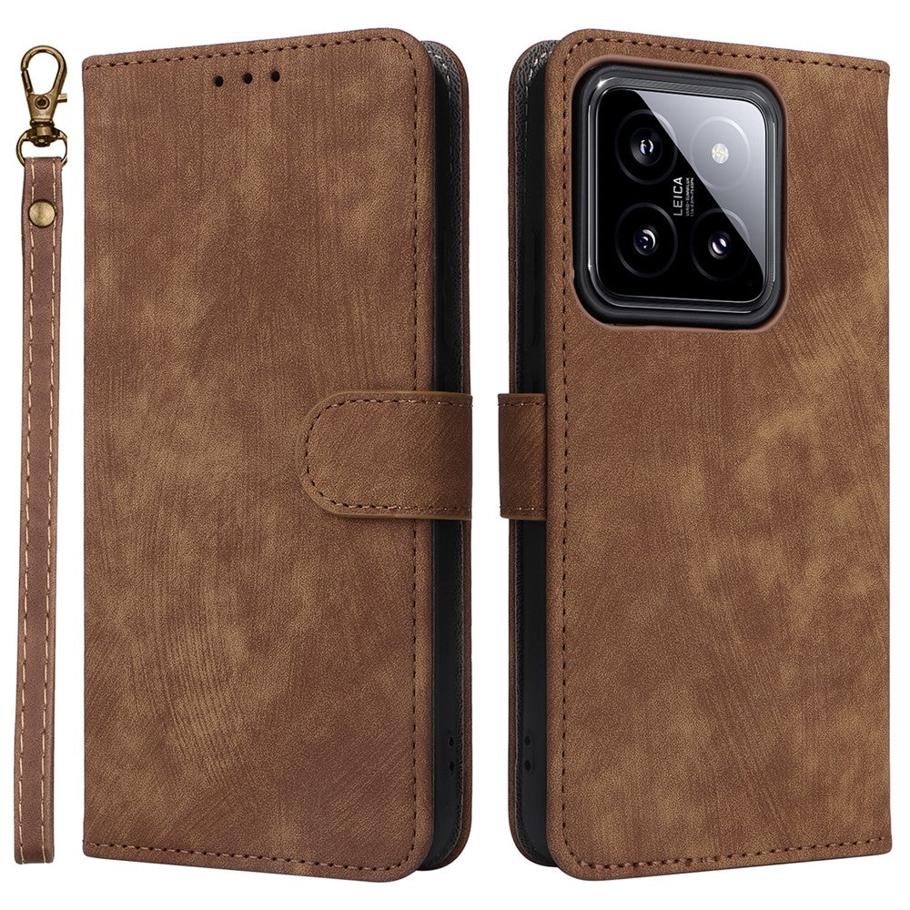 For Xiaomi 14 Leather Case RFID Blocking Wallet Magnetic Phone Cover with Strap